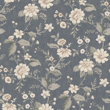 Boråstapeter Vliesbehang 3573 - Cottage garden - Botanisch Blauw - 53cm x 10.05m