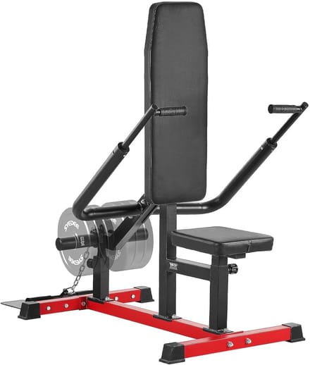Zittende Dompel Machine - Bovenlichaam Trainer - Kracht Training - Verstelbare Zitting - 450 LBS Capaciteit - Zwart Rood