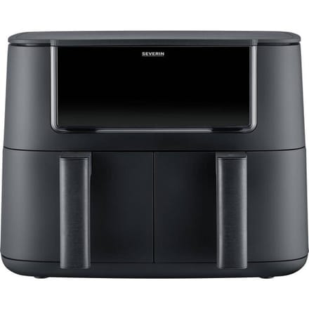 Severin FR 2463 Black Line Dual - Dubbele airfryer - Hetelucht friteuse - Touchscreen - 2x 4 liter - 11 Automatische programma's - Sync cook & finish – Zwart