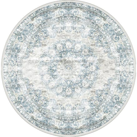 Vloerkleed Viola Blue - Rond ø120 cm - Vintage Design Vloerkleed met Verweerd Patroon