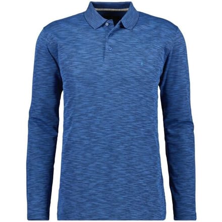 Ragman Polo Soft Knit Flame Design Long Sleeve Blue Melange / male