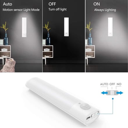 Solvix Bewegingssensor LED-nachtlampje - Wit - USB Oplaadbaar - Automatisch In- en Uitschakelen - Voor Binnengebruik
