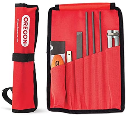 Oregon Universal Chainsaw Field Grinding Kit - Includes 5/32", 3/16" and 7/32" Round Files, Flat File, Handle, File Guide and Pouch