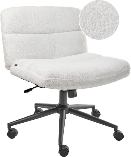 CATLIN - Bureaustoel - Wit - Bouclé