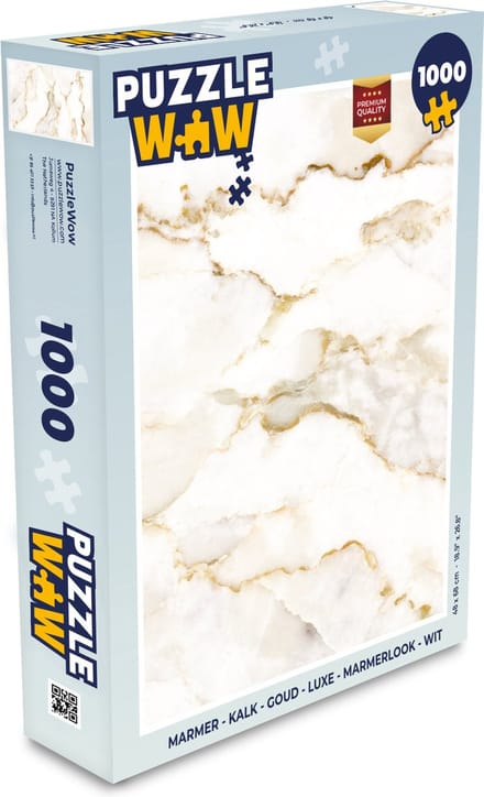 Puzzel Marmer - Kalk - Goud - Luxe - Marmerlook - Wit - Legpuzzel - Puzzel 1000 stukjes volwassenen
