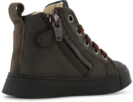 Shoesme Donkerbruine Veterboot Met Patch - Veterschoen Kind - Jongens - Dark Brown - Microleer - Maat 24