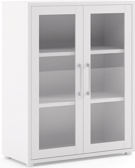 Prisme archiefkast 2 glazen deuren wit.