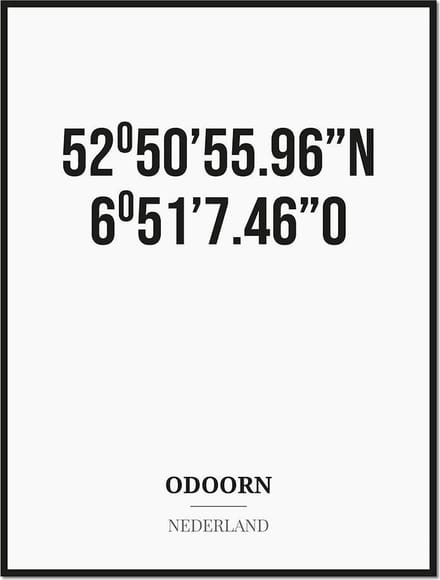 Poster/kaart ODOORN met coördinaten