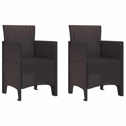 vidaXL Tuinstoel met kussen 2 pcs Bruin 53 x 49 x 85 cm Polypropyleen