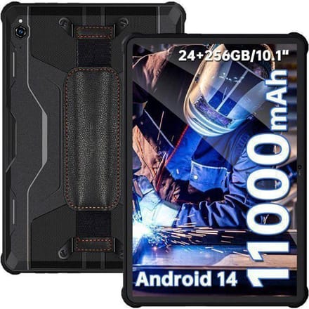 OUKITEL RT9 Tablet Touchscreen 10.1'' 24GB+256GB Tablet 11000mAh 16MP Android 14 Onbreekbare Tablet Dual SIM 4G/GPS Zwart