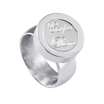 RVS Schroefsysteem Ring Zilverkleurig Glans 19mm met Verwisselbare Carpe Diem 12mm Mini Munt