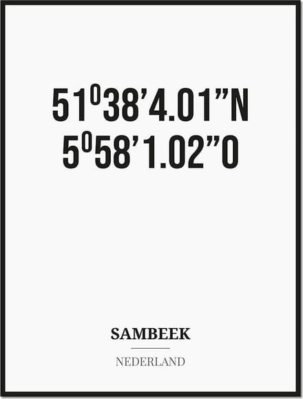 Poster/kaart SAMBEEK met coördinaten