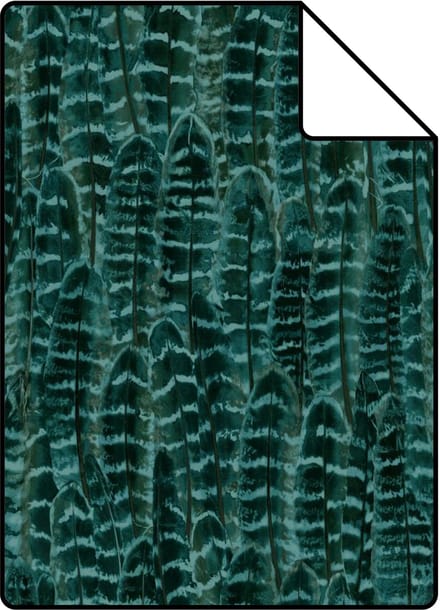 Proefstaal Origin Wallcoverings behang veren smaragd groen - 26,5 x 21 cm - 347399-S
