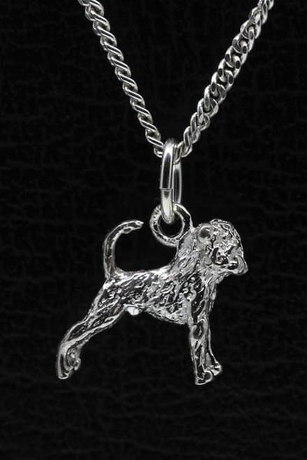 Zilveren Brusselse smoushondje met staart ketting hanger - klein