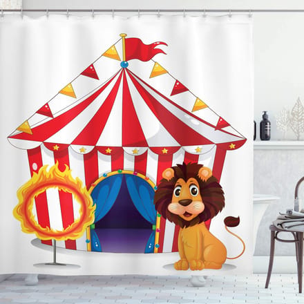 ABAKUHAUS Douchegordijn – Circus Leeuw – Polyester – 175x240 cm – Multikleur