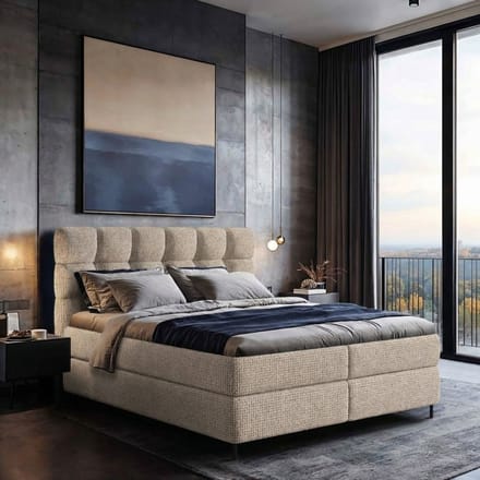 Mörgenn Boxspring Curve - pocketvering - Beige 2 - 180x200