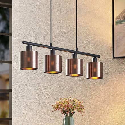 Lindby - hanglamp - 4lichts - PVC, ijzer - H: 11 cm - E14 - donker brons, mat zwart