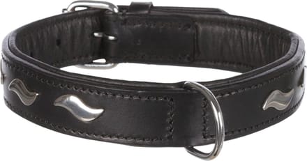 TRIXIE | Trixie Halsband Hond Active Leer Met Golfjes Zwart