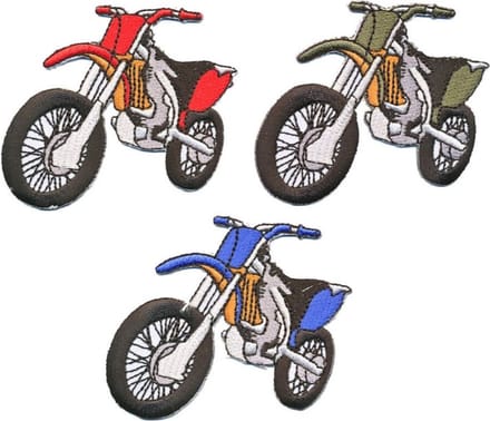 Crossmotor applicaties - 3 stuks - Strijk Embleem Patch - set van 3 - Rood Groen Blauw