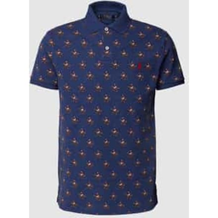 Slim fit poloshirt met all-over motief