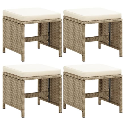 vidaXL - Tuinkrukken - 4 - st - met - kussens - poly - rattan - beige