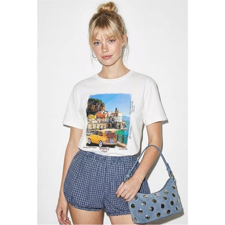 Geprinte Ronde Hals T-Shirt