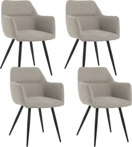 Lina® Nova Eetkamerstoelen - Grijs - Set van 4 - Stof