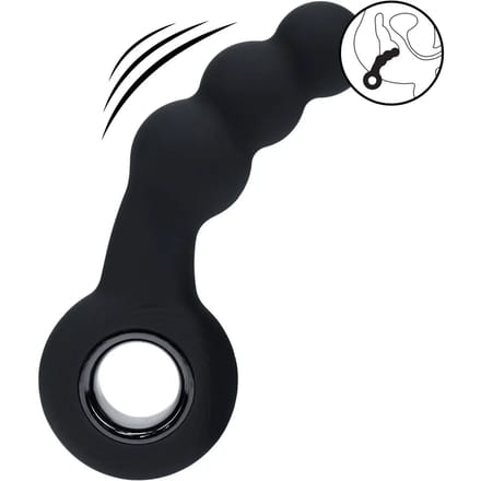 Vibrerende Parelsilicone Prostaatmassager met Lussysteem - Zwart