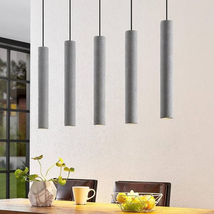 Lindby - hanglamp - 5lichts - Beton, metaal - H: 50 cm - GU10 - grijs