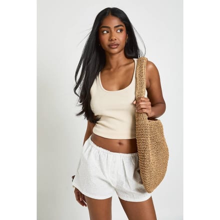 boohoo Dames Broderie Lage Taille Short | Wit | Maat: 40