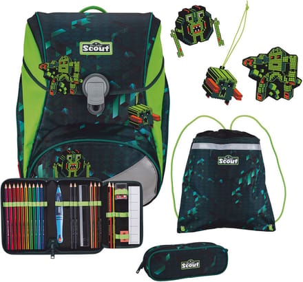 Scout Schooltas Alpha Set 4-delig Cube Donkergroen