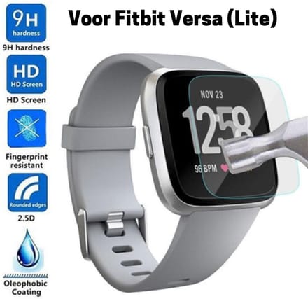 KELERINO. Screenprotector geschikt voor Fitbit Versa Gehard glas - 3 stuks
