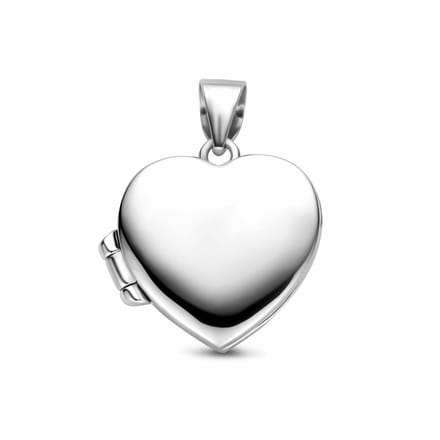 Zilveren gerhodineerde medaillon hart 15,5 mm - 1341574