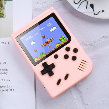 Macaron Mini Retro Handheld Game Console 500 In One Game Dubbel Kinderhuis TV Nostalgisch roze