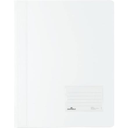 Durable DURALUX 268002 Snelhechtmap Wit DIN A4+ Etiketvenster (90 x 57 mm), Scheurbescherming, Binnentas (achterkant)