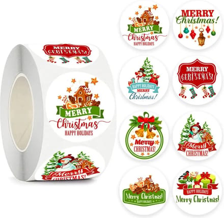 Without Lemon - Kerststickers 2023 - 500 stuks - Sticker size: 3.8cm - Groot - Kerst - Cadeau - Versiering - Verpakking
