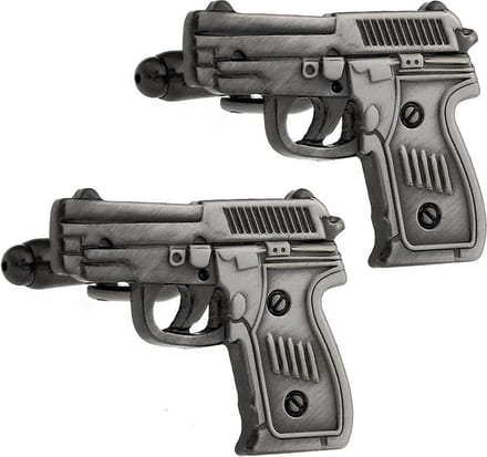 Amanto Manchetknopen Ensar - 316L Staal PVD - Pistool - 20x25mm