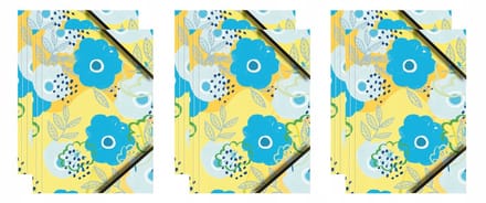 Pastel Bloemen A4 Kartonnen Kaart met Elastiek - 6 Stuks