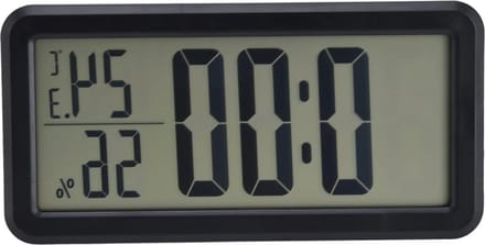 Digitale wekker wandklok LCD - temperatuur- en vochtigheidssensor - wandmontage en bureaustandaard - 150 x 75 x 14 mm