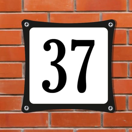 Decoporta Huisnummerbord Emaille-Look - Nummer 37 - Standaard - 10 x 10 cm | incl. schroeven