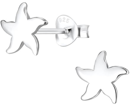 Joy|S - Zilveren ster oorbellen - zeester - 8 mm - egaal