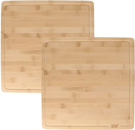 5five Grote snijplank - 2x - vierkant - 37 x 3,5 cm - bamboe hout - serveerplank - Broodplank