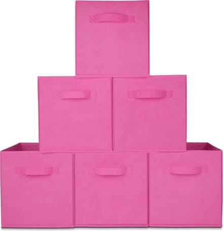 LifeGoods Opbergmand - 6 Stuks - Kast Organizer - 20L - Opbergbox - Textiel - Roze
