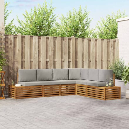 vidaXL - Buiten - bank - set - 6 - st - Massief - Acacia - Hout - en - Polyester