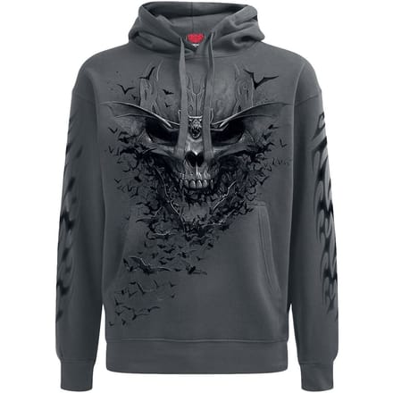 Spiral - Gothic Trui met capuchon - Bat Skull - M tot XXL - voor Mannen - grijs