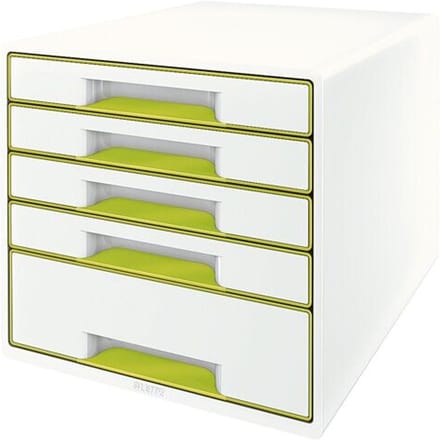 LEITZ® ladebox WOW CUBE 5214, 5 schuifladen, A4, polystyreen, groen