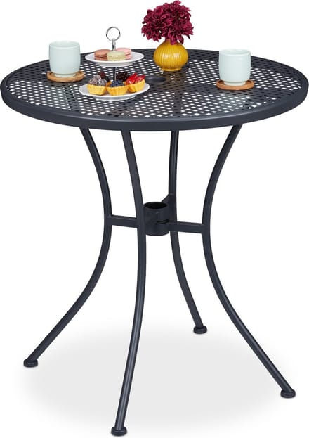 Tuintafel met parasolgat - staal - 70 cm - bistrotafel