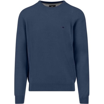Fynch-Hatton Trui Fine Texture O-Neck Cotton Night / male