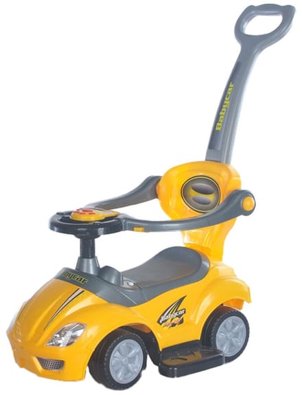 Baby Mix 3-in-1 loopauto met duwstang geel - Loopwagen