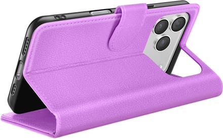 Zanae, Hoesje geschikt voor iPhone 17 Pro - Wallet Case & Magneetsluiting, Paars